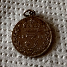 Marea Britanie - 3 Pence 1918 - Argint - agatata