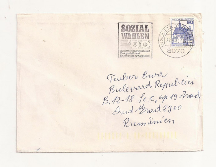 FD18 - Plic Circulat international Germania - Romania , 1980