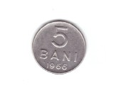 Moneda 5 bani 1966, stare foarte buna, curata, Nichel