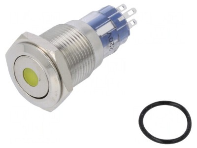 Comutator anti-vandalism DPDT 3A/250VAC IP67 ON-(ON) ambră foto