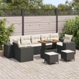 vidaXL Set de canapele pentru grădină cu pernă 10 pcs Negru și Crem