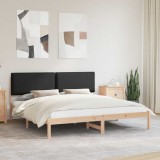 vidaXL Cadru de pat cu tăblie tapițată cu headboard Negru 200 x 200 cm 3405559