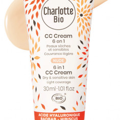 CC cream BIO 6 in 1 Nude(piele uscata si sensibila), cu acid hialuronic si baobab Charlotte Bio