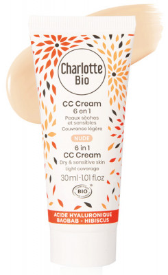 CC cream BIO 6 in 1 Nude(piele uscata si sensibila), cu acid hialuronic si baobab Charlotte Bio foto
