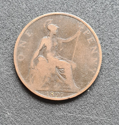 Marea Britanie One penny 1897 foto