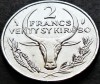 Moneda exotica 2 FRANCI KIROBO- MALAGASY MADAGASCAR, anul 1977 *cod 3845 C = UNC, Africa