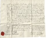 A3025N Act cu sigiliu personal &icirc;n ceară roșie, 1832, Maramureș, locuitorul rom&acirc;n Țeț Iuon &icirc;mprumută o sumă de bani de la solgabirăul Tecsy Samuel
