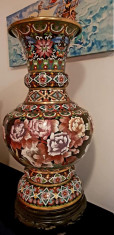 Vaza China / Chinezeasca Cloisonne 100% Pur Bronz 1950 foto