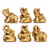 Set 6 elefanti norocosi, mini-statuete feng shui casa, cutie rosie