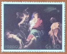 PARAGUAY-1982-&#039;&#039;PICTURI- CELEBRE-RELIGIE&#039;&#039;CRACIUN-82-MADONA cu Pruncul&#039;&#039;-Timbru de P.A-VAL MARE--MNH NESTAMP. -Calitate EXTRA