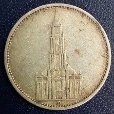 (A1085) MONEDA DIN ARGINT GERMANIA - 5 MARK 1935, LIT. D, BISERICA GARNIZOANA POTSDAM foto