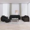 VidaXL Set de canapele cu perne, 4 piese, negru, material textil