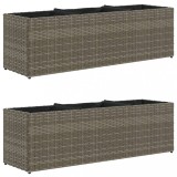 Cumpara ieftin Jardiniere gradina 3 ghivece 2 buc. gri 105x30x32cm poliratan
