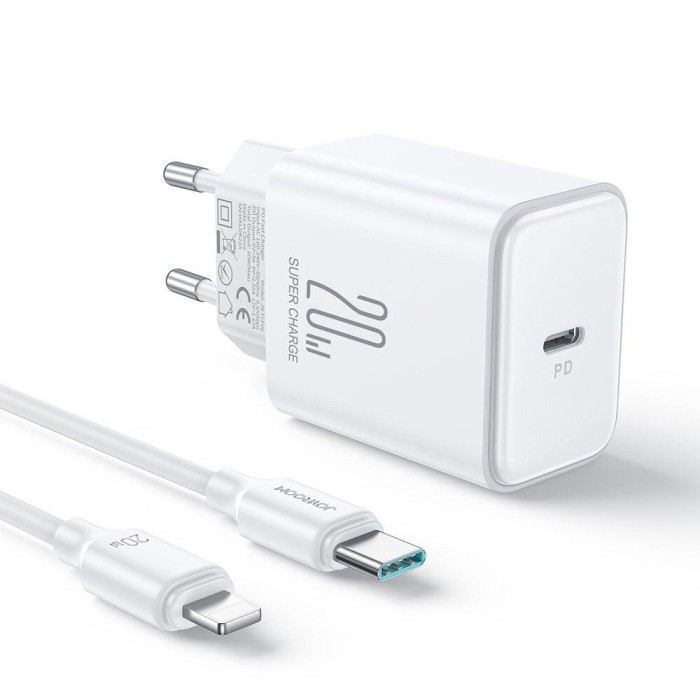 Incarcator Type-C, Quick Charge, 20W + Cablu Type-C la Lightning, 1m - JoyRoom (JR-TCF06) - White