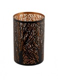 Suport lumanare/flori artificiale din metal,, negru/auriu, model copaci
