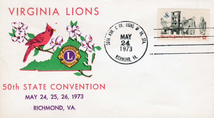 Plic LIONS CLUB, Richmond, Virginia, S.U.A., 24-26 May 1973