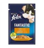 Hrana umeda pisici Felix Fantastic, pui, 85g, plic. Vitamine D, E, Omega 6. Adulti. Aspic suculent. Gust irezistibil. Nutritie completa