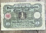 BNKSTR03DE Bancnotă Veche Germania 1 Mark 1920 (Darlehnskassenschein), Perioada Interbelică, Republica Weimar, Numismatică