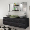VidaXL Set mobilier baie 9 piese cu chiuvete și robinete incluse, Negru