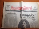 Romania libera 16 ianuarie 1990-140 ani de la nasterea lui mihai eminescu