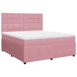 Cumpara ieftin Pat box spring cu saltea, roz, 180x200 cm, catifea