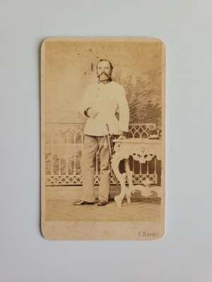 Rara Foto Samuel Herter, Barbat in uniforma, militar 1857-65, Brasov, Kronstadt! foto