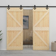 vidaXL Ușă glisantă cu set feronerie, 80 x 210 cm, lemn masiv de pin 3057582