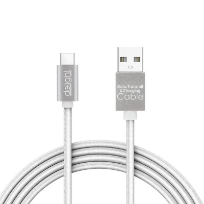 Cablu de date Delight, 1 A, USB Type-C, 1 m, LED rosu, Argintiu foto