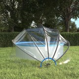 Cupola piscina vidaXL 376x188cm PVC transparenta, protectie UV, fibra sticla, prelungire sezon inot, accesorii incluse