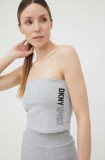 Cumpara ieftin Dkny top femei, culoarea gri, decolteu spaniol