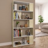Bibliotecă/Separator cameră alb &amp;amp; stejar Sonoma 80x24x159cm PAL, vidaXL