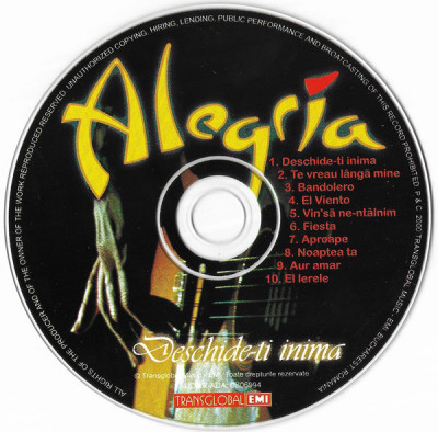 CD Alegria &amp;lrm;&amp;ndash; Deschide-ti Inima, fara coperti foto