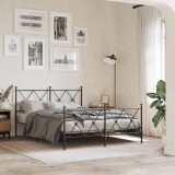 VidaXL Cadru pat metalic cu tăblie de cap/picioare, negru, 137x190 cm 376519