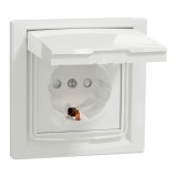 Priza simpla schuko cu capac IP44 Schneider Asfora alb EPH3100321