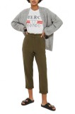 CL736-14 Pantaloni verzi, stil cropped, accesorizati cu volanase, M, M/L