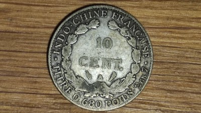 Indochina franceza - moneda argint rara - 10 centimes 1927 - f greu de gasit ! foto