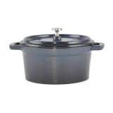 Oala Fonta Emailata Perfect Home, 0.6L, Albastra, Capac Inox, 13cm, Compatibila Aragaz/Cuptor
