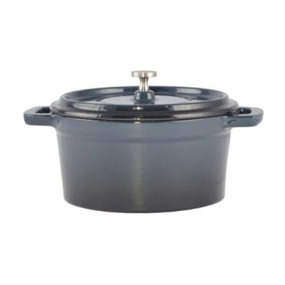 Oala de fonta emailata cu capac, maner din inox, albastra, 0.6 L, Perfect Home GartenVIP DiyLine foto