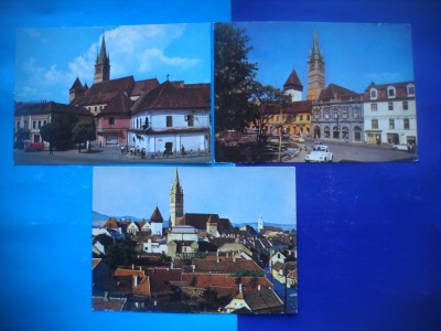 HOPCT LOT 2127 MEDIAS -JUD SIBIU -3 CARTI POSTALE-NECIRCULATE foto