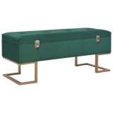Cumpara ieftin Bancheta cu un compartiment de depozitare verde 105 cm catifea