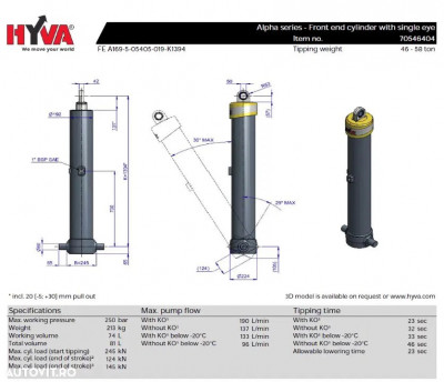 Cilindru basculare hyva 70546404 FE A169-5-05405-019-K1394 foto