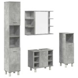 Cumpara ieftin Set mobilier de baie, 4 piese, gri beton, lemn compozit