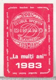 Bnk cld Calendar de buzunar - 1983 - Dinamo Bucuresti