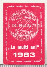 bnk cld Calendar de buzunar - 1983 - Dinamo Bucuresti foto