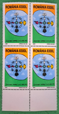TIMBRE ROMANIA MNH LP1571/2001 Anul ONU dialog civilizații -Bloc de 4 timbre foto