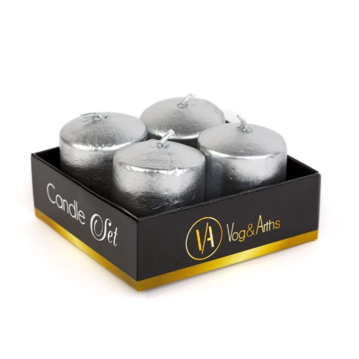 Set de lumanari &ndash; argintiu, fara parfum &ndash; 4 x 45 g Best CarHome