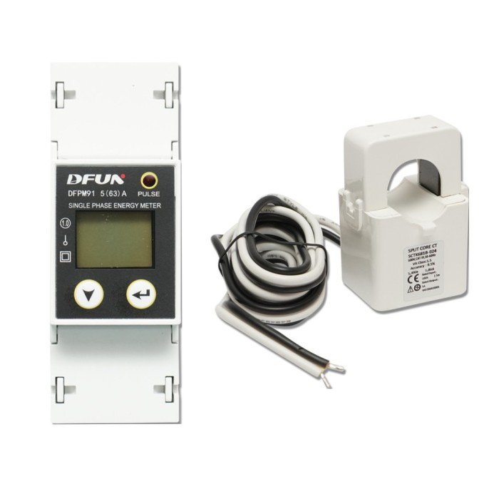 Kit smart meter monofazic DFUN DFPM91 220V 63A cu transformator Split Core