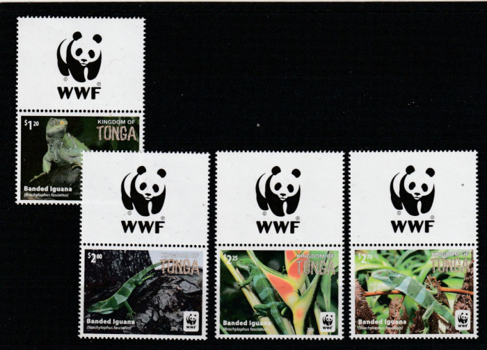 Tonga 2016-Fauna,WWF,Cameleoni,serie 4 val.cu vigneta WWF.sus,MNH,Mi,2098-2101