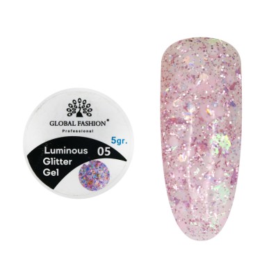 Gel luminiscent Luminous Glitter Gel cu sclipici hexagon 5g, 05 foto