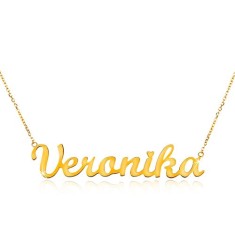 Colier din aur galben de 14K - lan? sub?ire, pandantiv cu numele Veronika foto